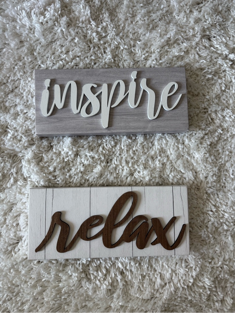 Inspire & Relax Wooden Wall Signs - White, Brown